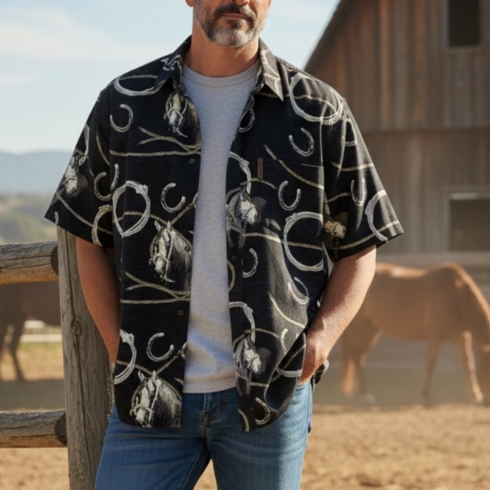 Clearwater Outfitters Men's Shirt Horse Lasso Rope Large L - Picture 8 of 8